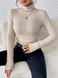 Chic Women’s High Neck Slim Knit Top: Perfect for Autumn Style!