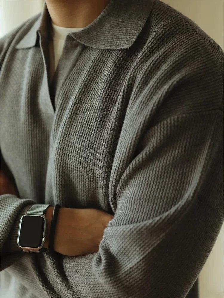 Men’s Casual Turn-down Collar Sweater: Timeless Vintage Knit