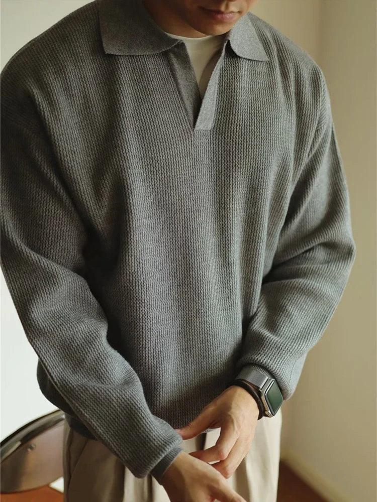 Men’s Casual Turn-down Collar Sweater: Timeless Vintage Knit