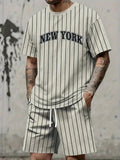 Men’s Street Fashion: New York Letter Print Shorts Set for Summer