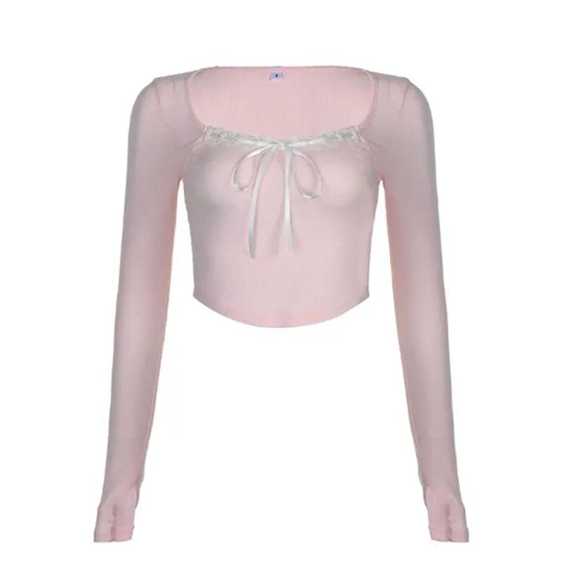 Adorable Women’s Bow Cropped Top: Embrace Y2K Aesthetic Style